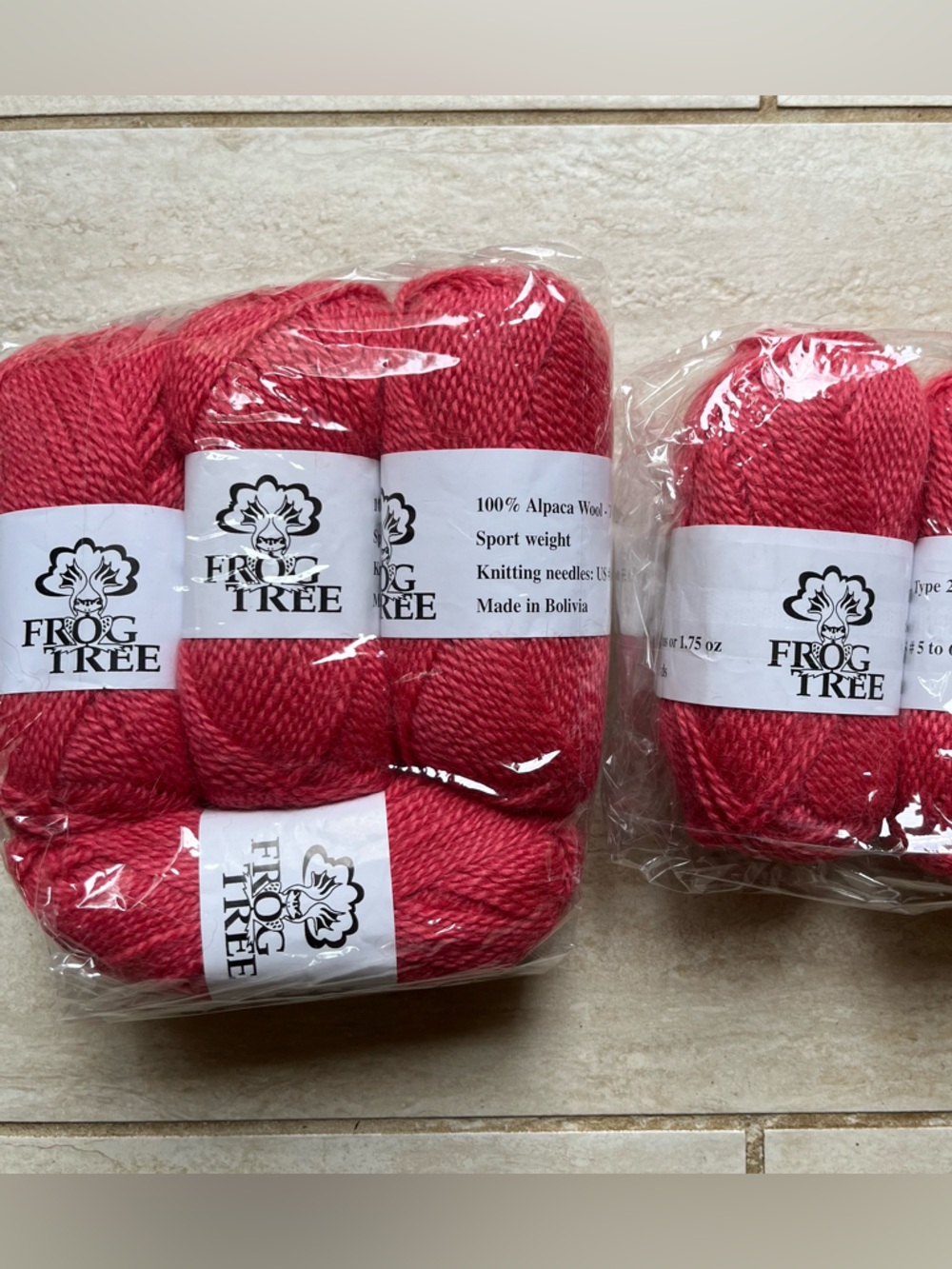 Frog Tree Alpaca Yarn Lot 6 Skeins Sport Weight 780 Yards Coral Red Discontinued